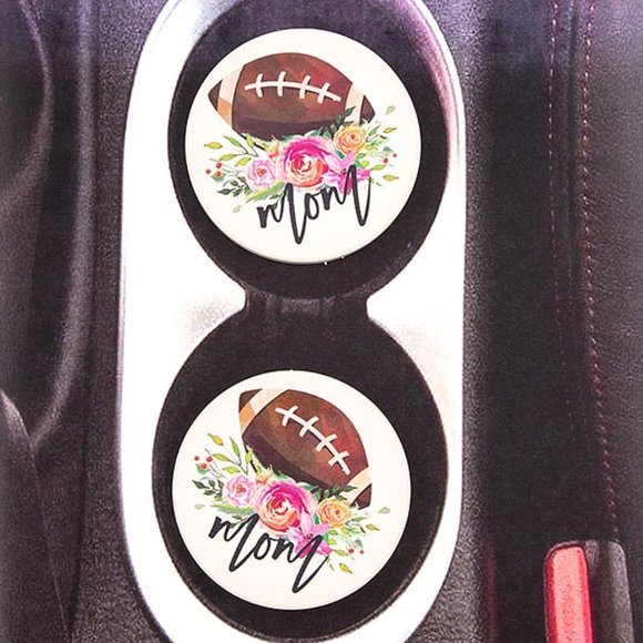 Car Coasters Football Mom Set of 2 NEW 2.5" - Picture 3 of 3